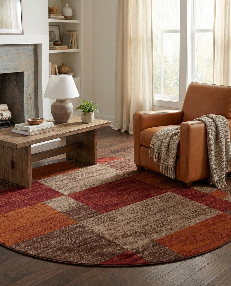 Autumn Meadow Collection Area Rug -  Sycamoreside (Multi) Round Multi  lifestyle 73