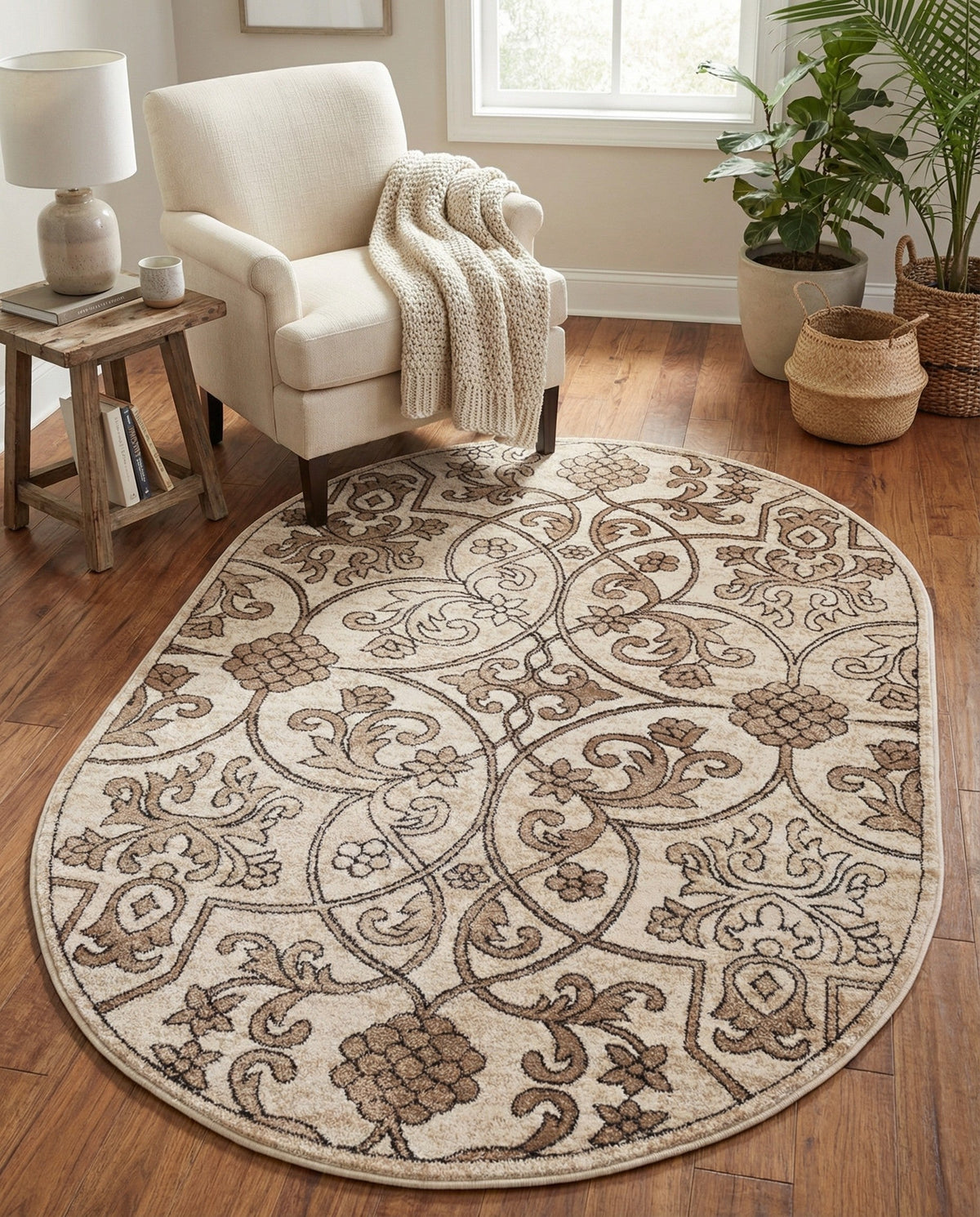 Andes Summit Collection Area Rug -  Merida Oval Dark Beige  lifestyle 90