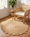 Serenity Braided Jute Collection Area Rug - Mandalay Round Natural  lifestyle 17
