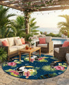 Seaside Blooms Collection Area Rug -  Leaf Round Multi  lifestyle 40