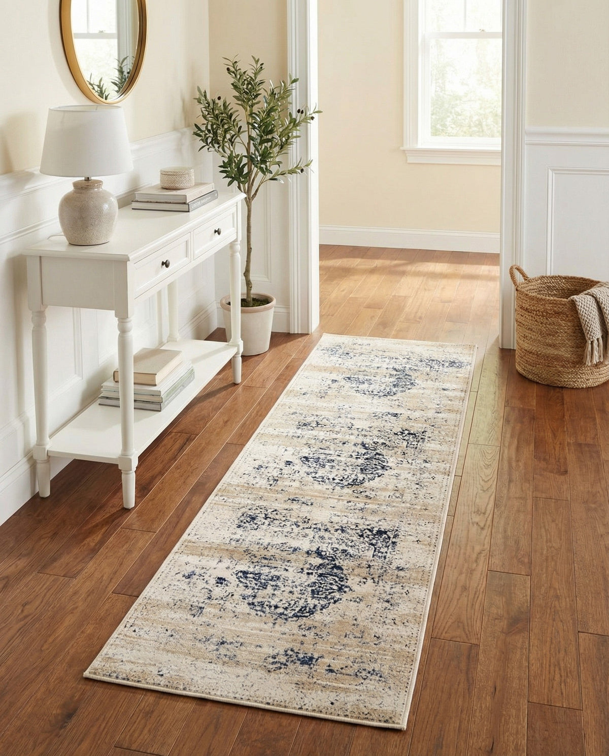 Coastal Manor Collection Area Rug -  Dunes Runner Dark Blue  lifestyle 115
