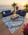 Seaside Blooms Collection Area Rug - Verdure (Blue) Square Blue  lifestyle 60