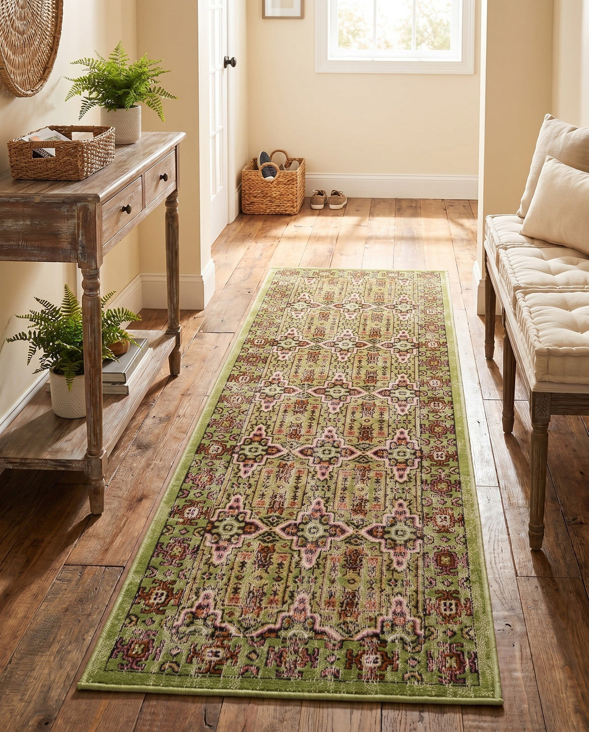 Geneva Terrace Collection Area Rug -  Nyon Runner Green  lifestyle 87