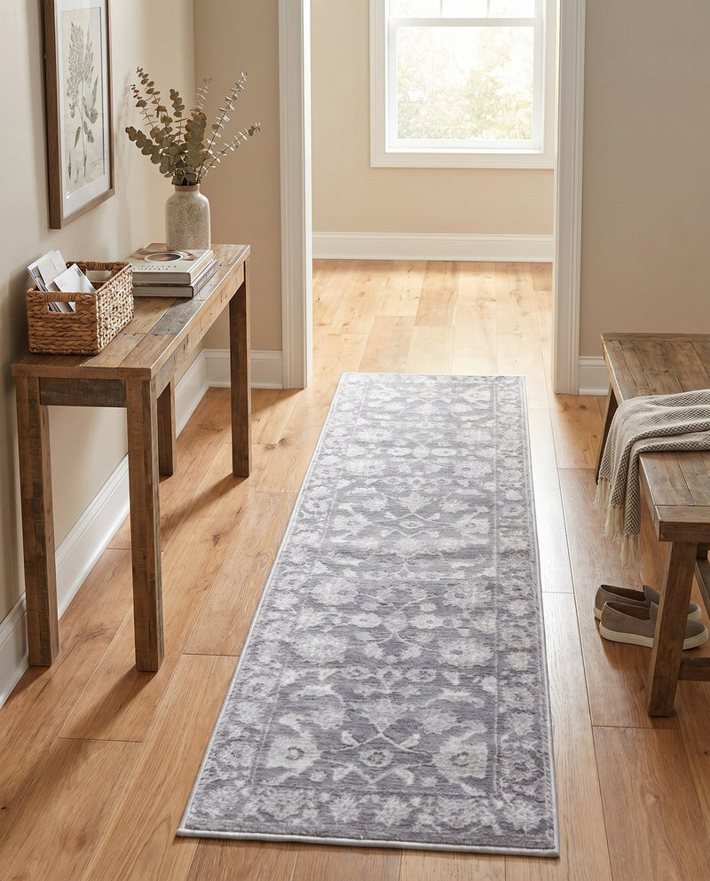 Charleston Elegance Collection Area Rug -  Seaport (Gray) Runner Gray  lifestyle 41