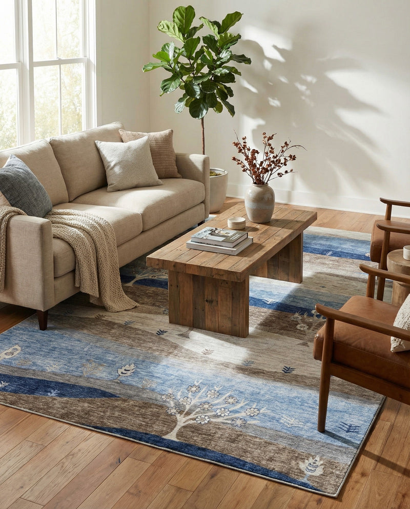 Zagros Shades Collection Area Rug -  Behbahan Rectangle Blue Gray  lifestyle 6