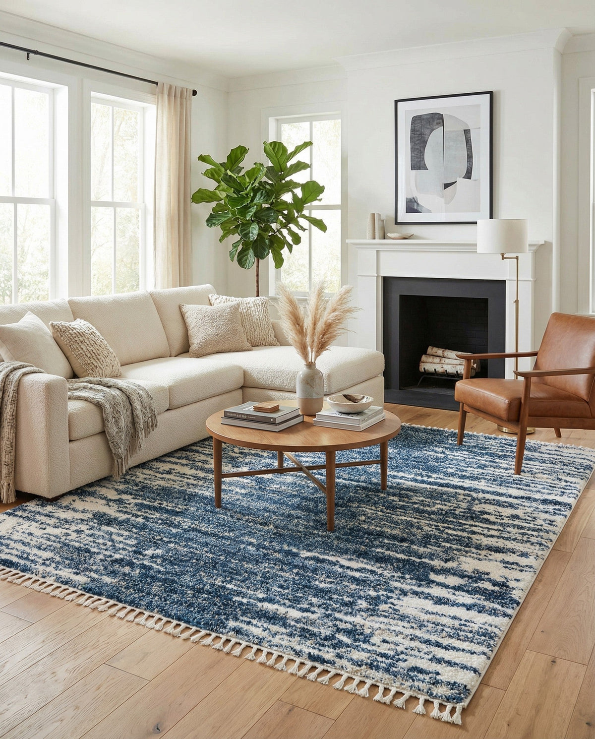 Tranquil Tides Shag Collection Area Rug - Marina Square Blue  lifestyle 133