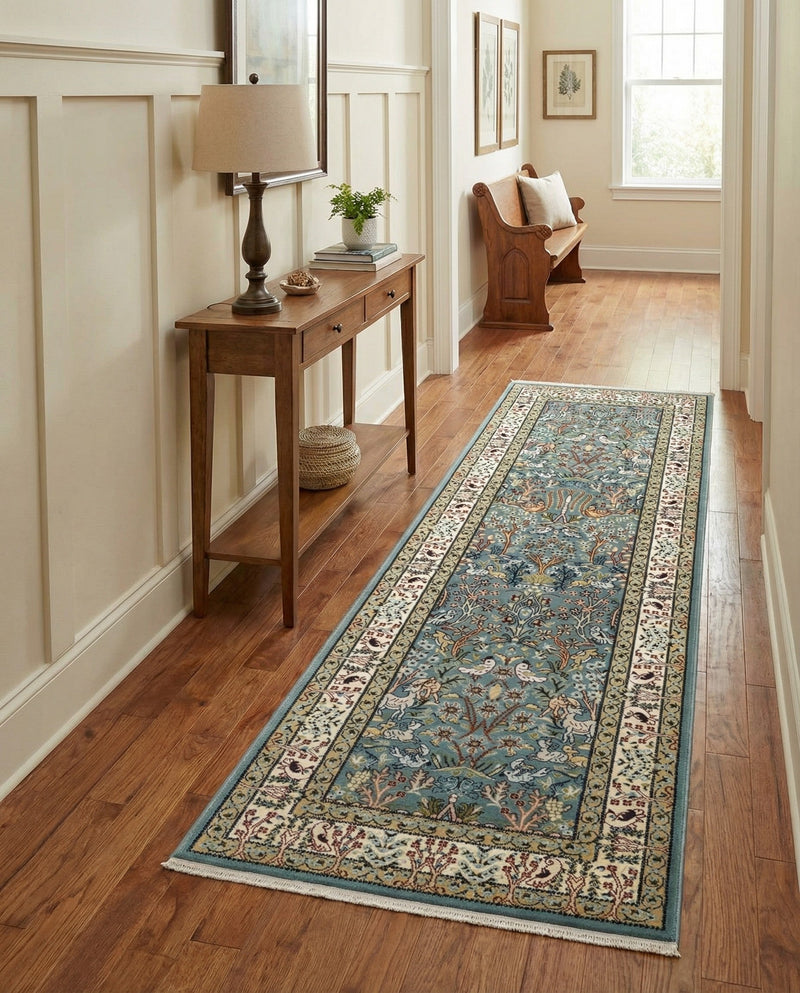 Persian Elegance Collection Area Rug -  Kerman (Blue) Runner Blue  lifestyle 36