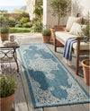 Patio Heritage Collection Area Rug -  Charleston (Teal) Runner Teal  lifestyle 68