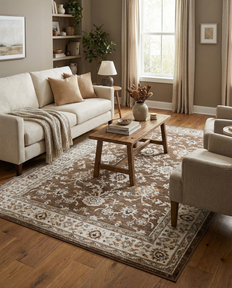 Savannah Elegance Collection Area Rug - Augusta (Brown) Rectangle Brown  lifestyle 23