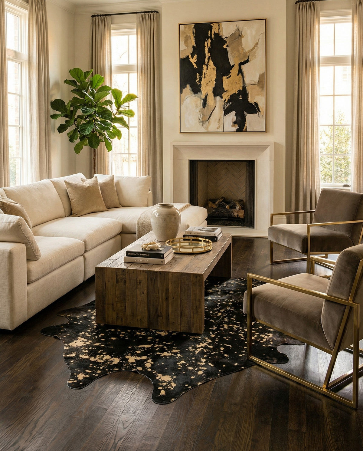 Savannah Hideaway Collection Area Rug -  Savannah Rectangle Black and Gold  lifestyle 4