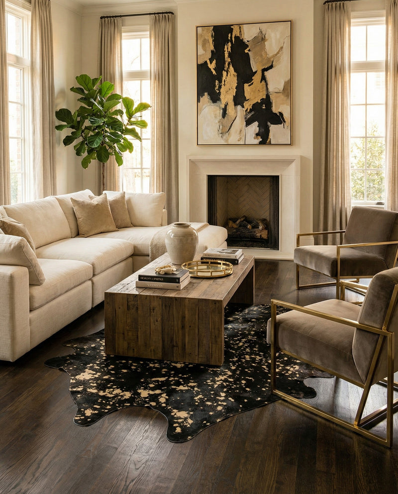Savannah Hideaway Collection Area Rug -  Savannah Rectangle Black and Gold  lifestyle 4