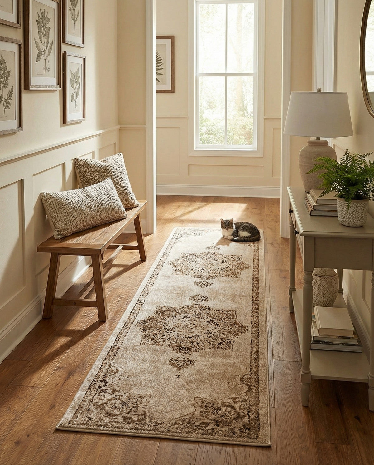 Eden Oasis Collection Area Rug -  Tranquility (Beige) Runner Beige  lifestyle 53
