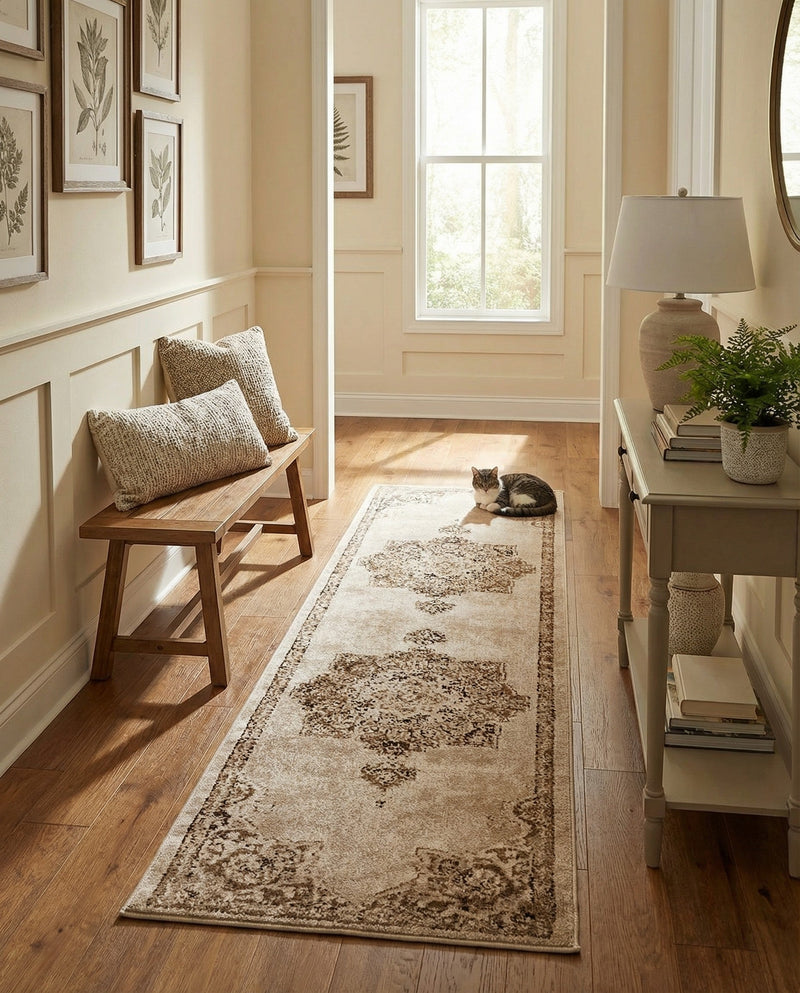 Eden Oasis Collection Area Rug -  Tranquility (Beige) Runner Beige  lifestyle 53