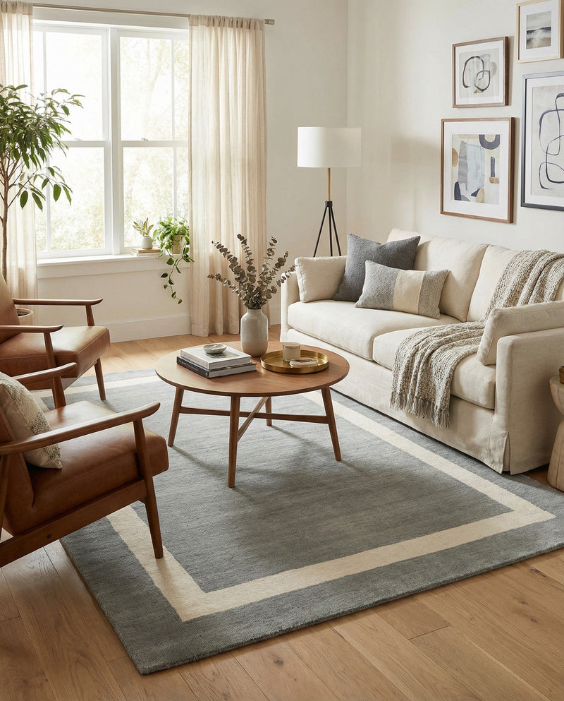 Savannah Borders Wool Collection Area Rug - Chatham Rectangle Earl Gray  lifestyle 71