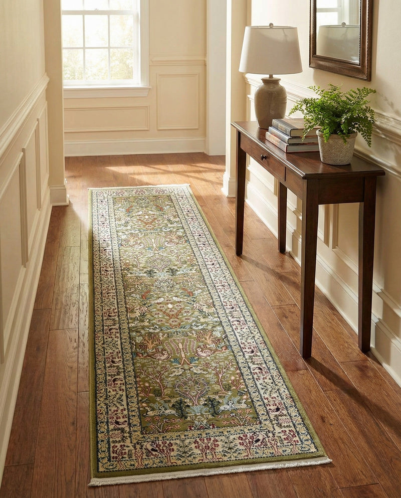 Persian Elegance Collection Area Rug -  Kerman (Green) Runner Green  lifestyle 45