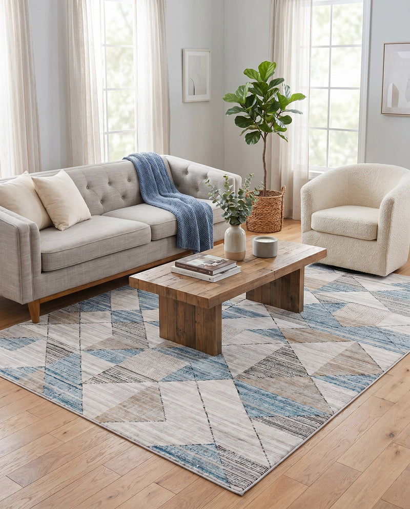 Dresden Elegance Collection Area Rug - Meissen Rectangle Blue  lifestyle 15