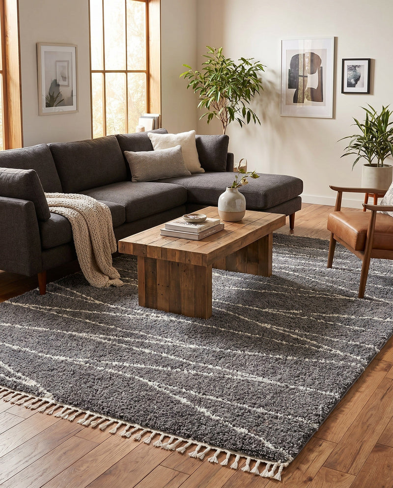 Tranquil Tides Shag Collection Area Rug -  Frost Rectangle Gray  lifestyle 43