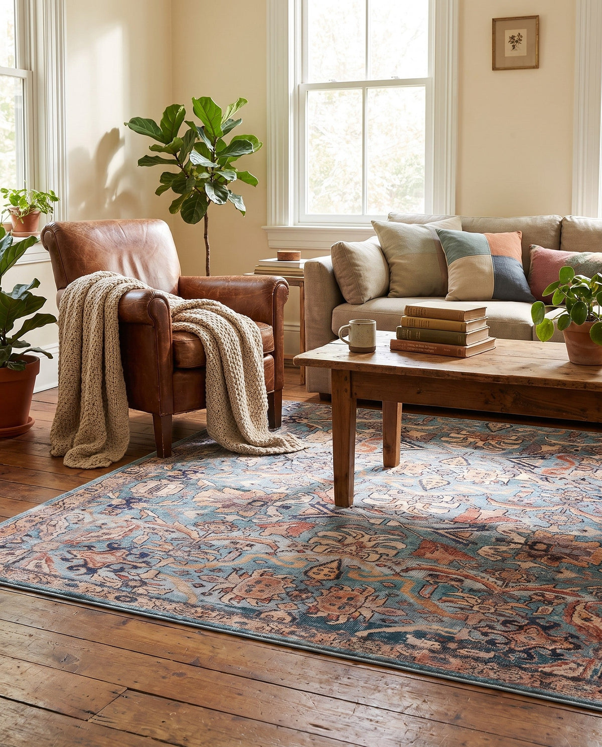 Vintage Memories Collection Area Rug -  Memories Rectangle Blue  lifestyle 18