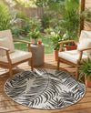 Seaside Blooms Collection Area Rug - Verdure (Charcoal Ivory) Round Charcoal Ivory  lifestyle 21