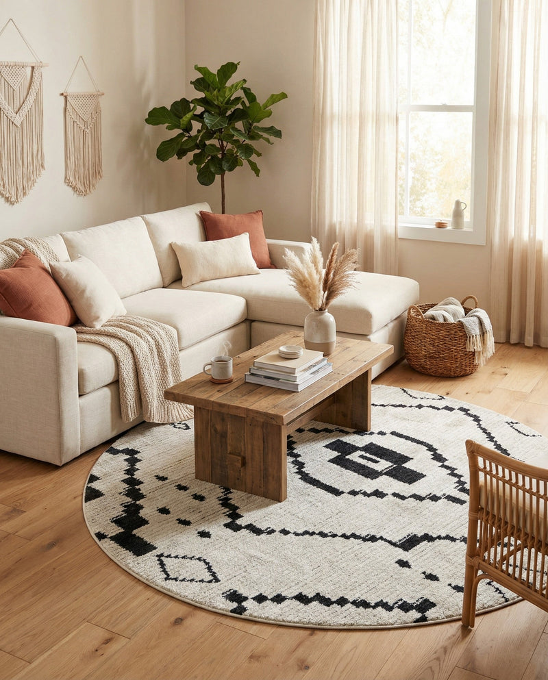 Tangier Treasures Collection Area Rug -  Chefchaouen Round Ivory  lifestyle 72