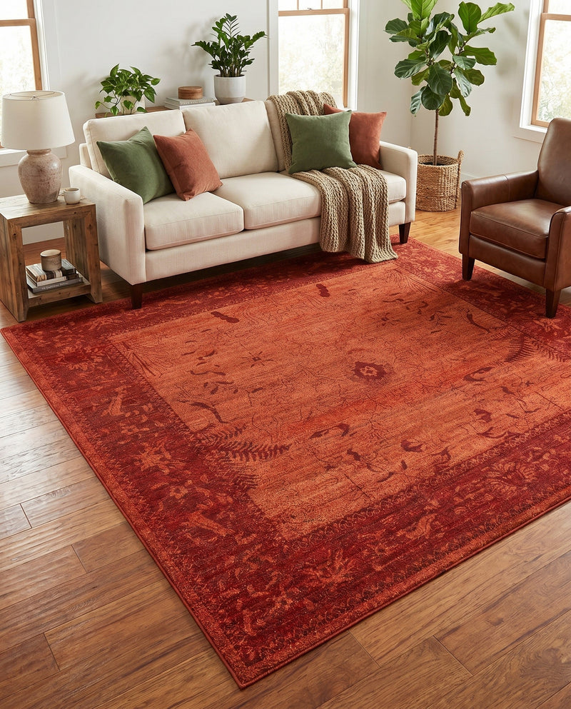 Horizon Collection Area Rug -  Apex (Rust Red) Square Rust Red  lifestyle 25