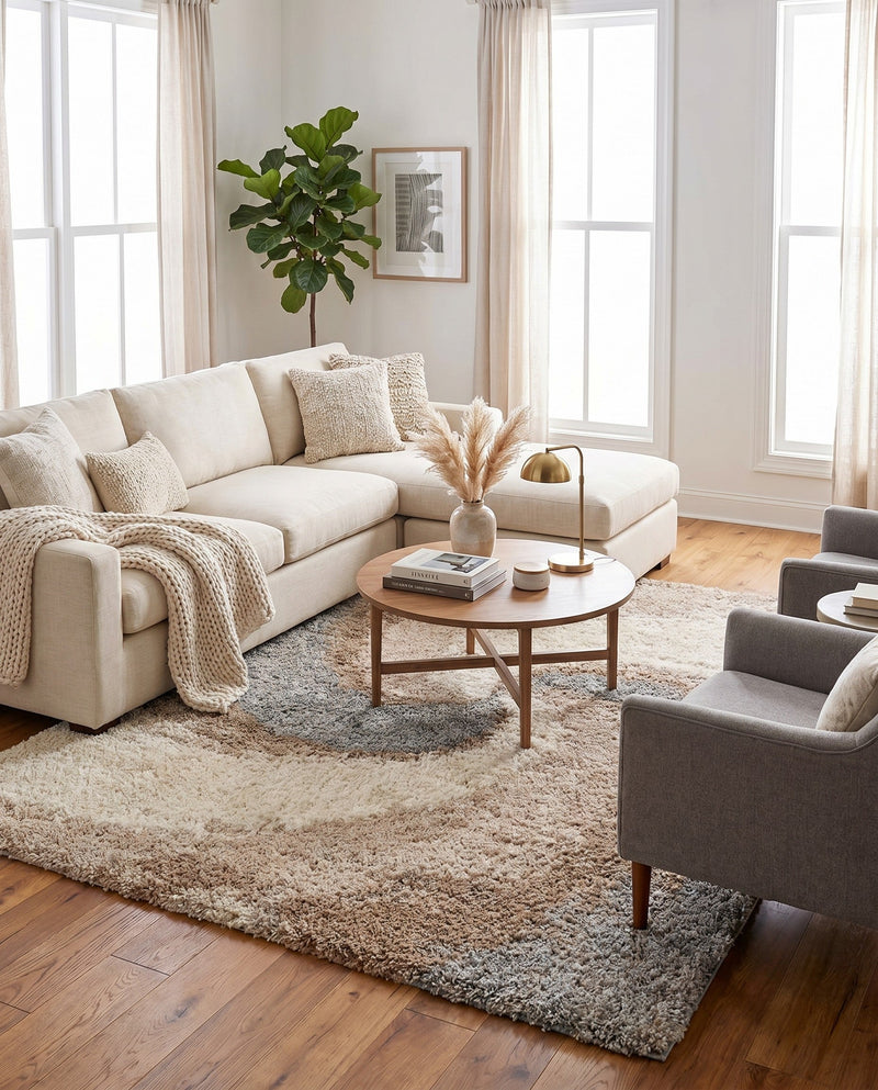 Cozy Haven Shag Collection Area Rug -  Oasis Rectangle Khaki  lifestyle 42