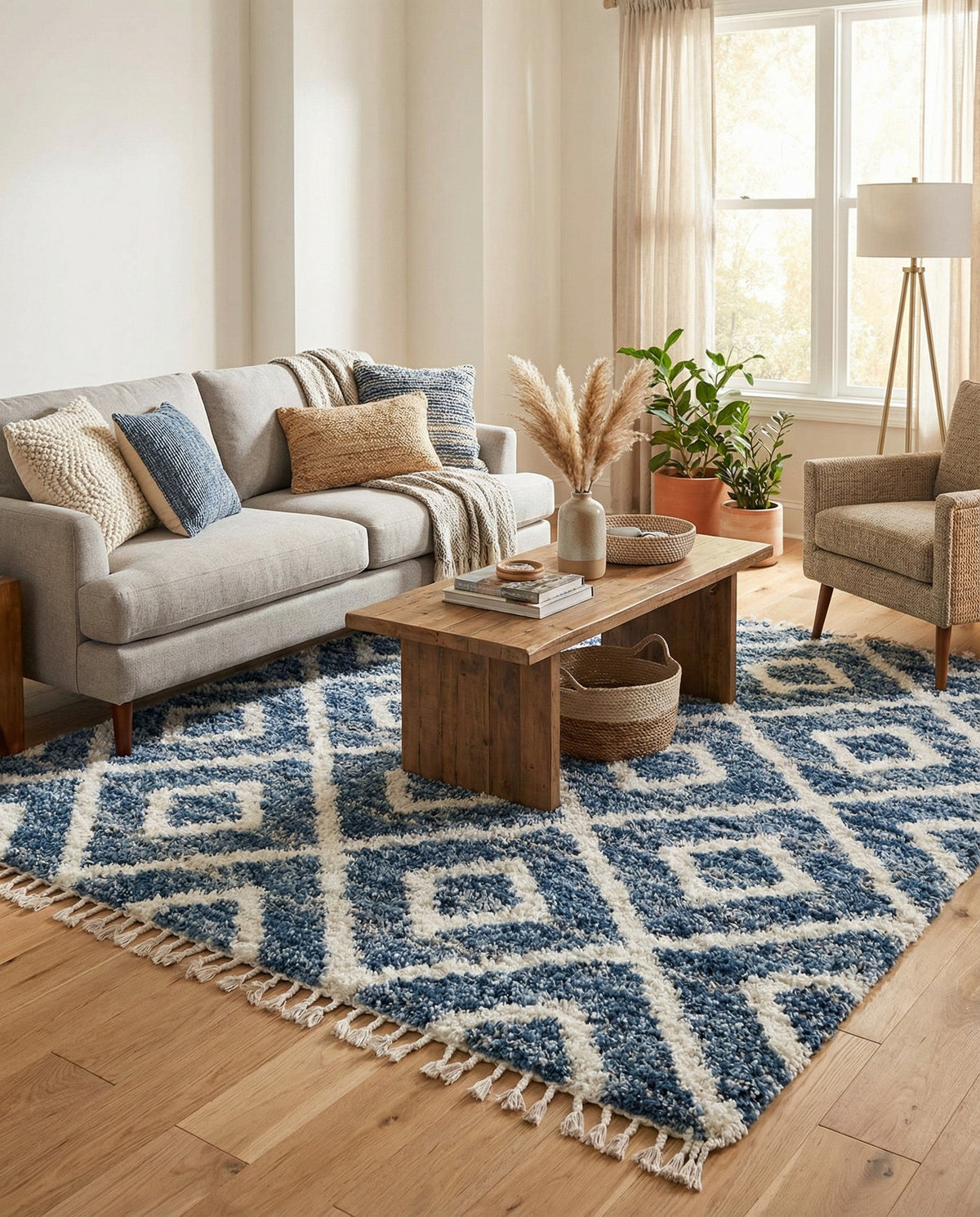 Cozy Cove Shag Collection Area Rug -  Dunes Square Blue  lifestyle 104