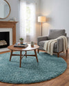 Plush Oasis Collection Area Rug - Serenity (Light Slate Blue) Round Light Slate Blue  lifestyle 22
