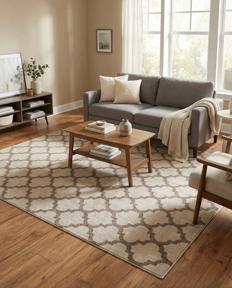 Lattice Gardens Collection Area Rug -  Bloomfield (Beige and Light Brown) Rectangle Beige and Light Brown  lifestyle 22