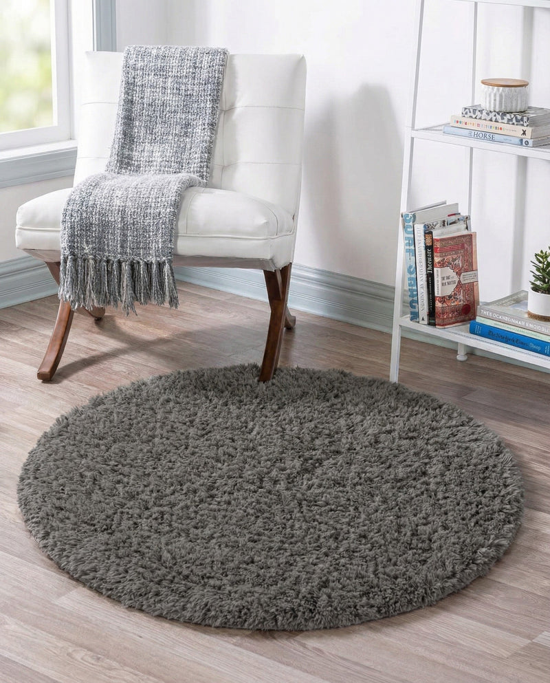 Eternal Plush Oasis Collection Area Rug -  Tranquility (Smoke) Round Smoke  lifestyle 68