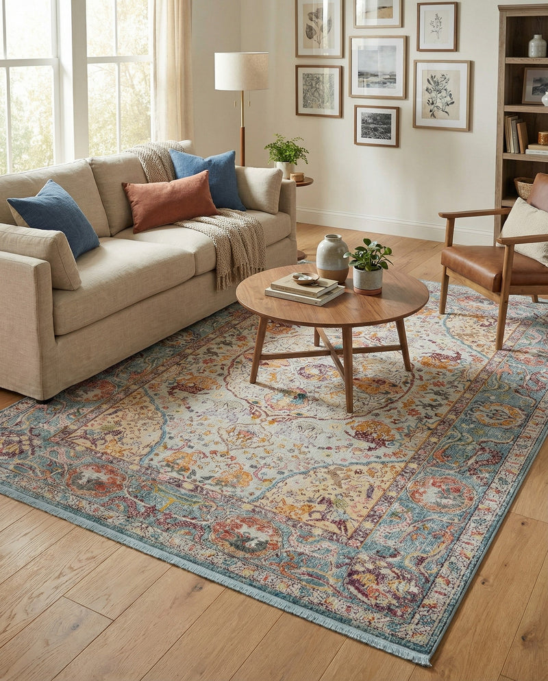 Caribbean Breeze Collection Area Rug -  Xcalak Rectangle Light Blue  lifestyle 43