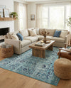Chateau Elegance Collection Area Rug -  Louvre Rectangle Light Blue  lifestyle 22