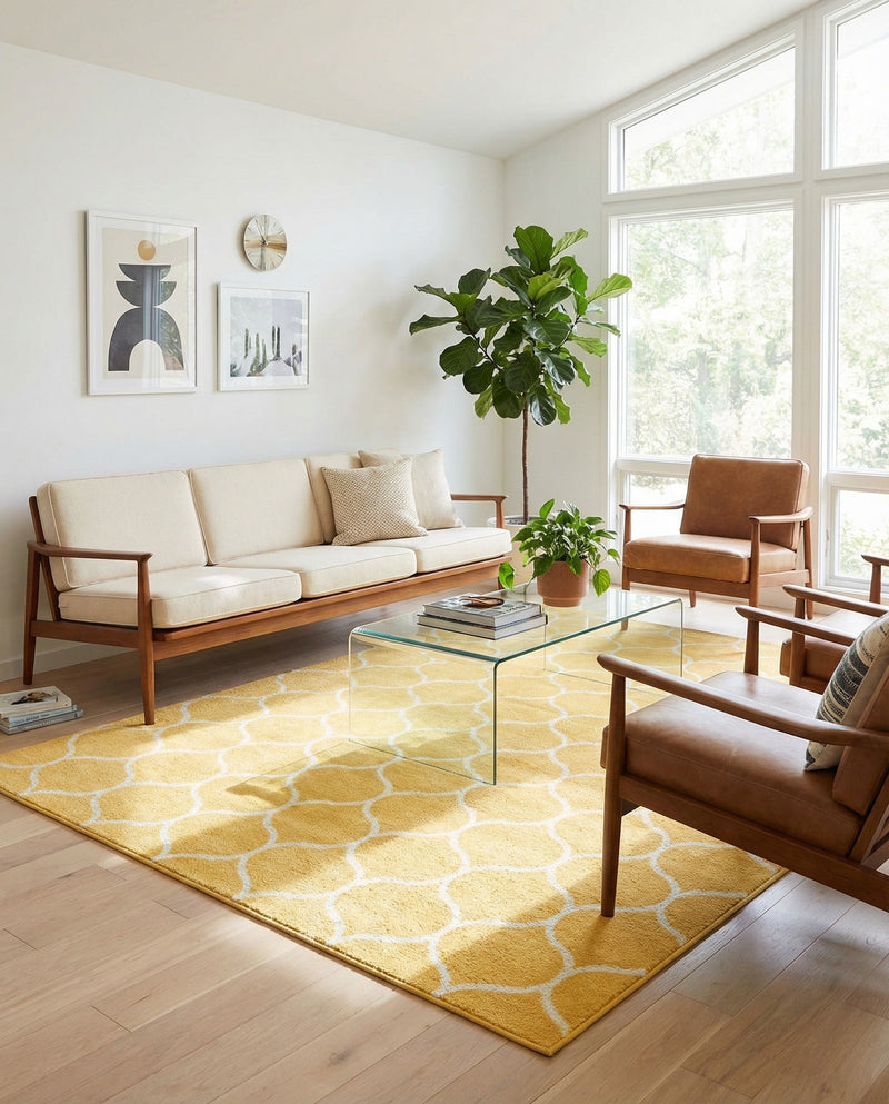 Trellis Mosaic Collection Area Rug -  Pergolatown (Yellow) Rectangle Yellow  lifestyle 7