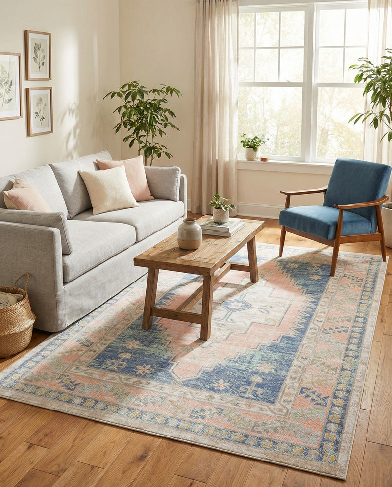 Savannah Series Collection Area Rug -  Augusta (French Blue) Rectangle French Blue  lifestyle 23