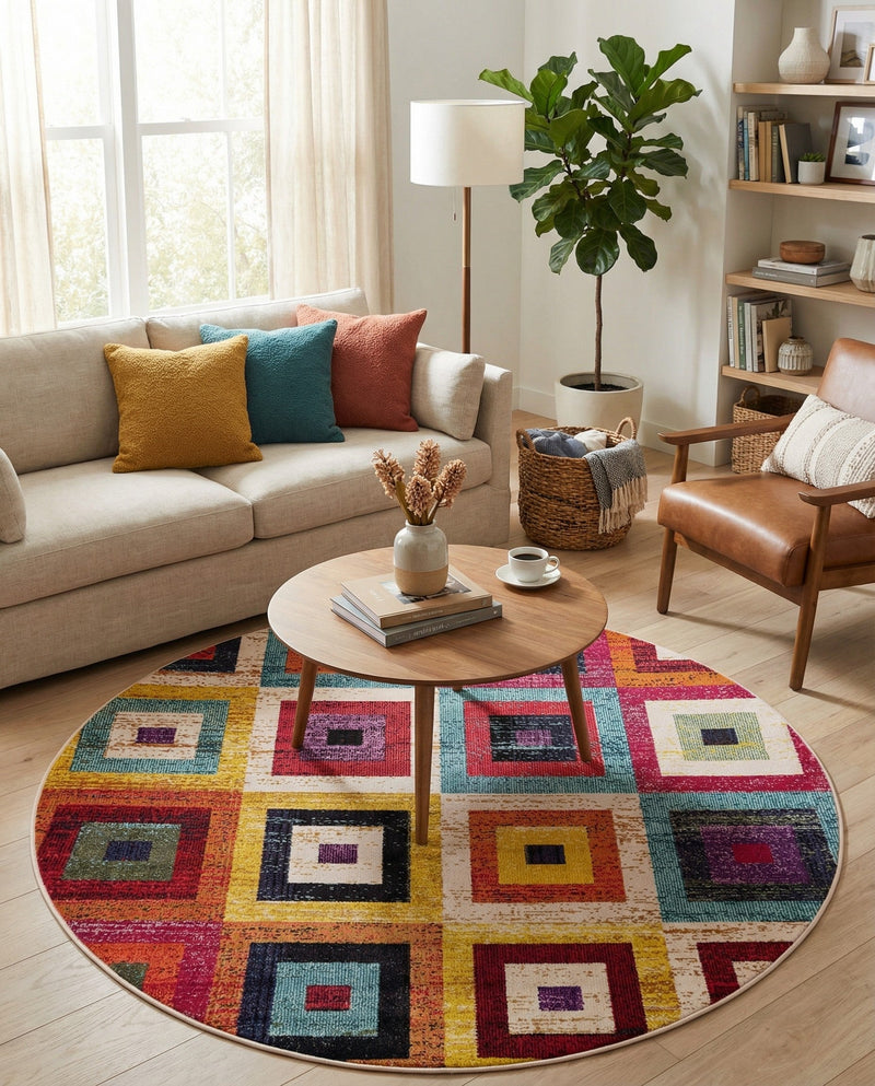 Marrakesh Elegance Collection Area Rug -  Ourika Round Multi  lifestyle 62