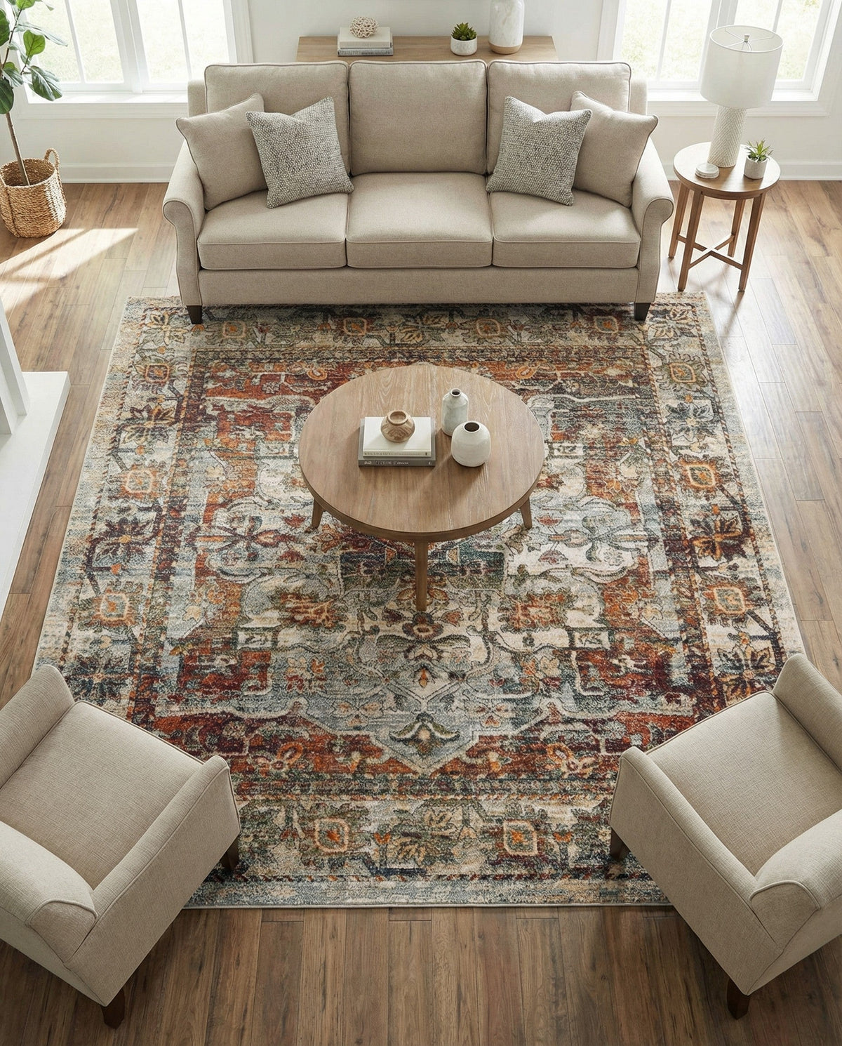 Savannah Soiree Collection Area Rug -  Everglade (Ivory) Square Ivory  lifestyle 118