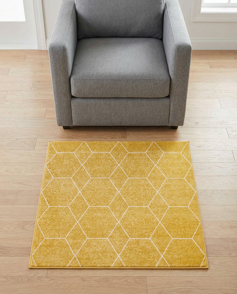 Trellis Mosaic Collection Area Rug - Arborville (Yellow) Square Yellow  lifestyle 48