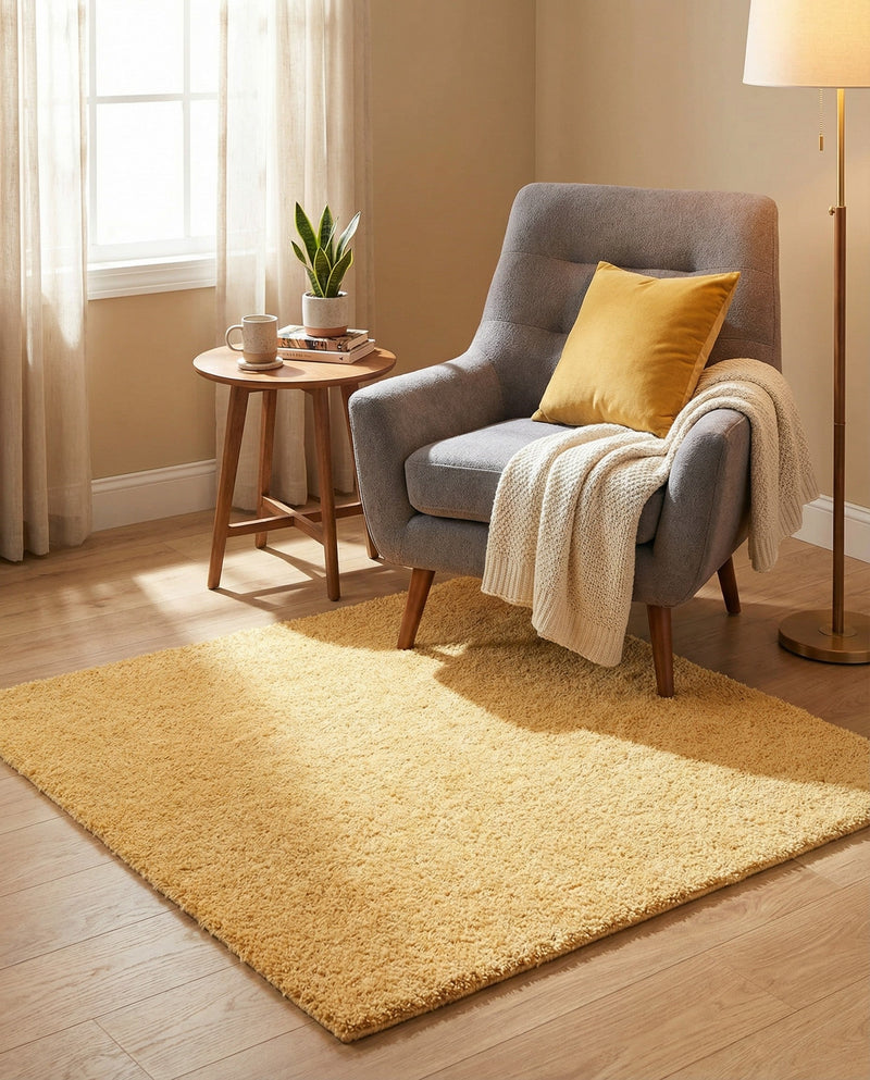 Alpine Plush Collection Area Rug -  Cortina (Sun Yellow) Square Sun Yellow  lifestyle 31