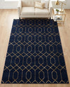 Hollywood Luxe Collection Area Rug - Sunset (Navy Blue Gold) Rectangle Navy Blue Gold  lifestyle 7