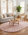 Berber Lattice Shag Collection Area Rug - Atlas (Light Pink) Oval Light Pink  lifestyle 48