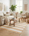 Tassel Trail Collection Area Rug - Pathway (Beige) Rectangle Beige  lifestyle 15