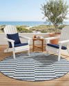 Seaside Stripes Collection Area Rug - Cabana (Blue) Round Blue  lifestyle 37