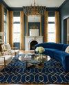 Hollywood Luxe Collection Area Rug - Sunset (Navy Blue Gold) Rectangle Navy Blue Gold  lifestyle 13