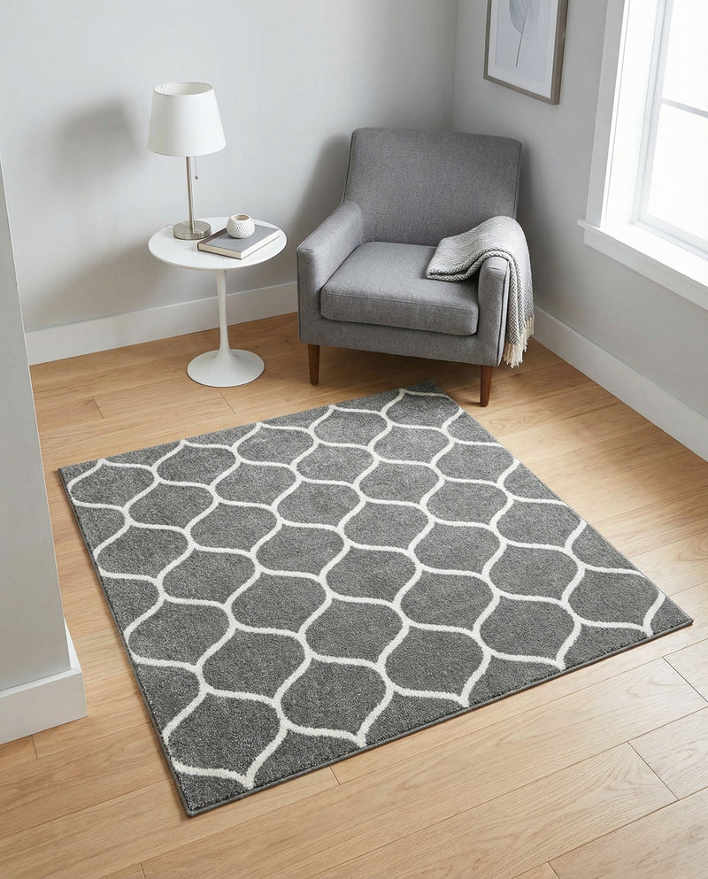 Trellis Mosaic Collection Area Rug -  Pergolatown (Dark Gray) Square Dark Gray  lifestyle 55