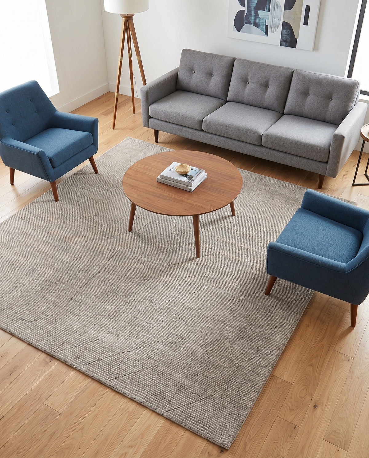 Nordic Loom Geometric Collection Area Rug - Oslo Square Steel gray  lifestyle 59