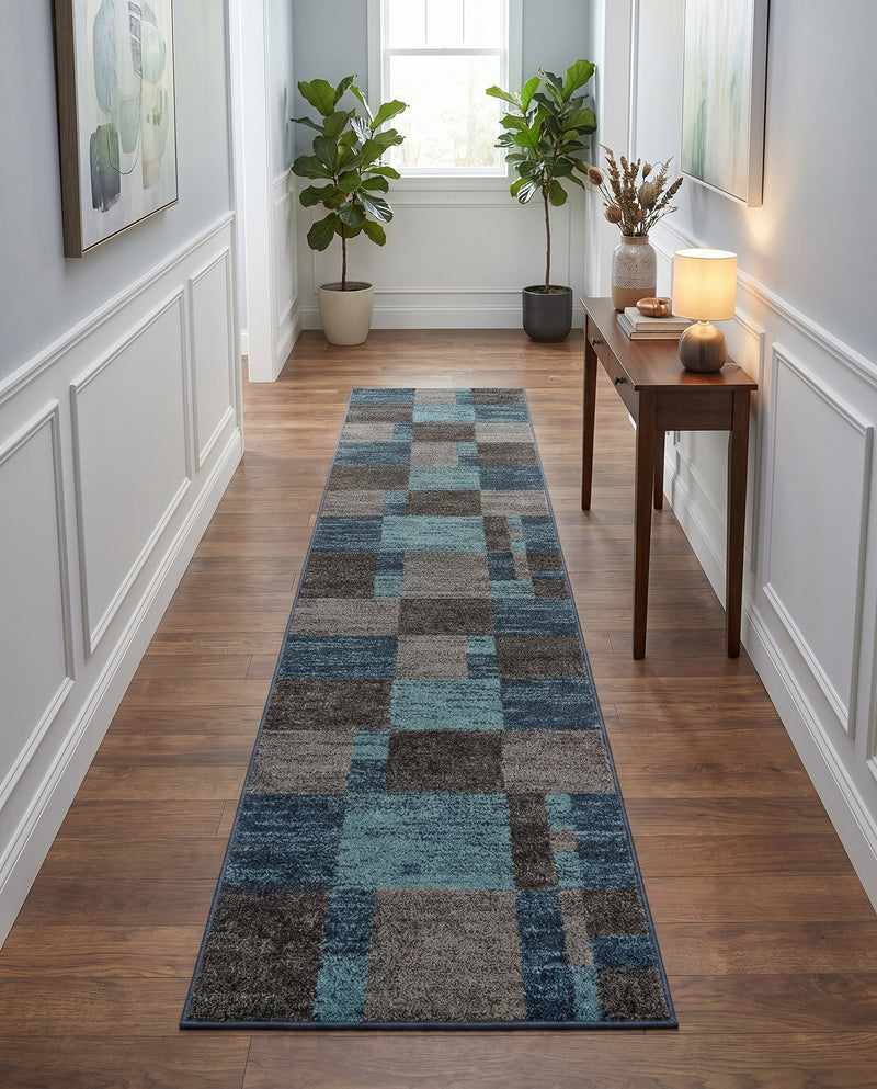 Autumn Meadow Collection Area Rug -  Sycamoreside (Blue Gray) Runner Blue Gray  lifestyle 33