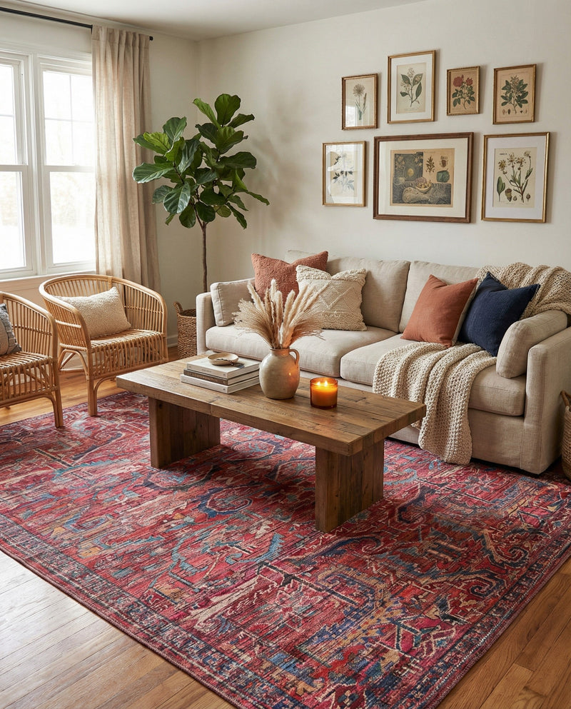 Zahara Oasis Collection Area Rug -  Tangier Rectangle Rust Red  lifestyle 13