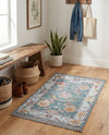 Arcadia Rugs Collection Area Rug - Eden (Gray and Blue) Rectangle Gray and Blue  lifestyle 14