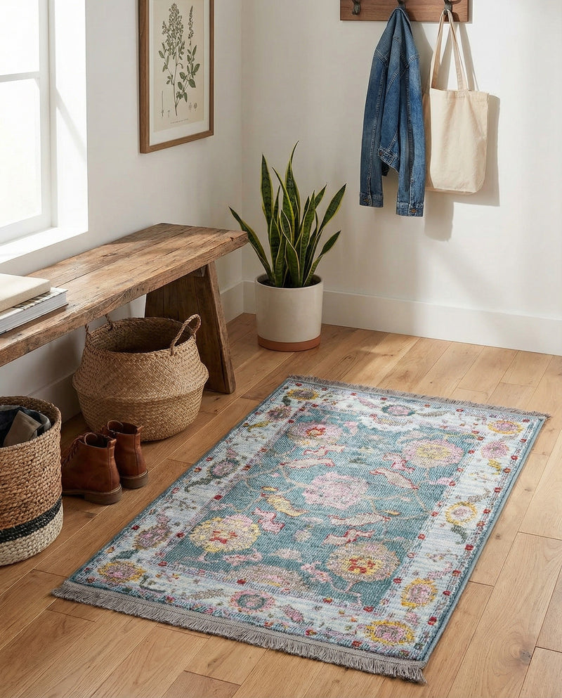 Arcadia Rugs Collection Area Rug - Eden (Gray and Blue) Rectangle Gray and Blue  lifestyle 14
