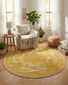 Dover Terrace Collection Area Rug -  Lagoon (Yellow) Round Yellow  lifestyle 56